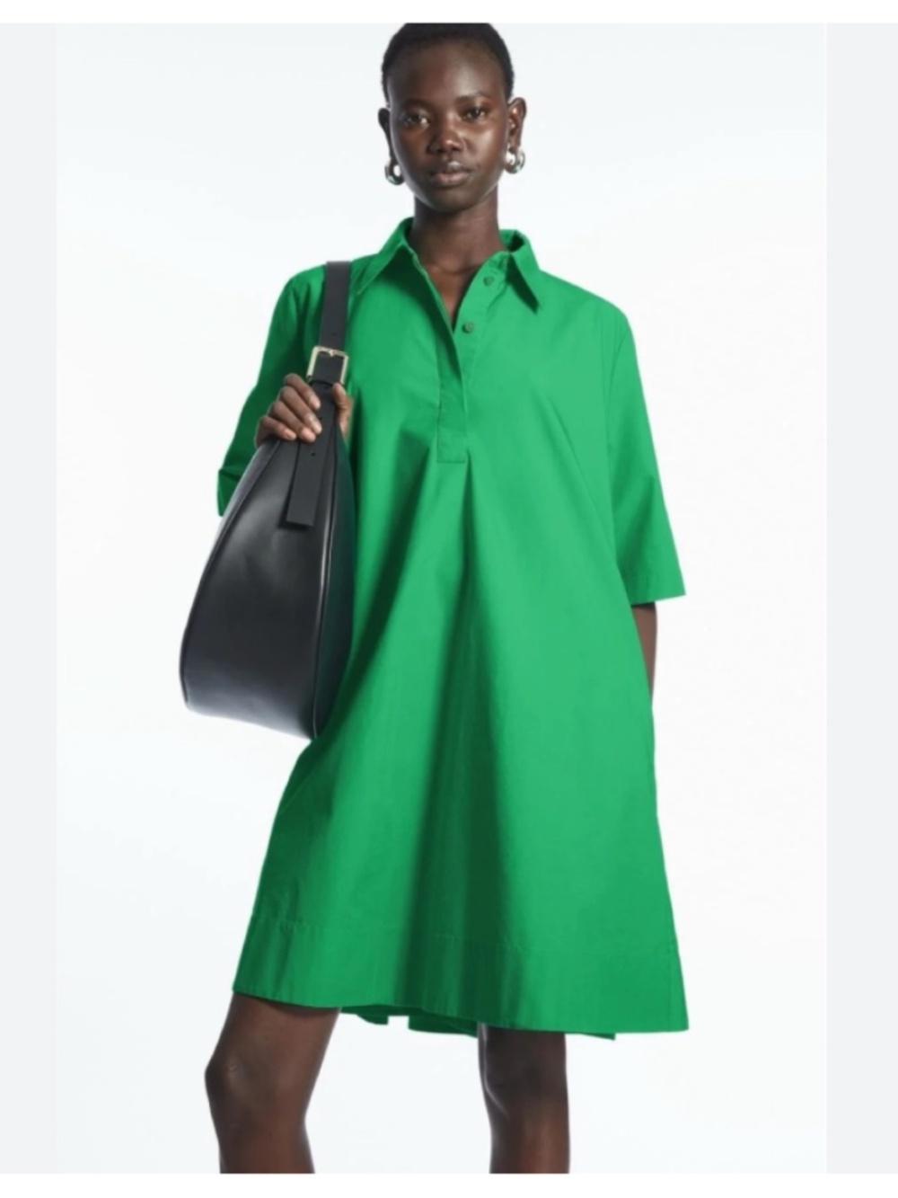 COS A-Line Shirt Dress in Green - Picture 7 of 8
